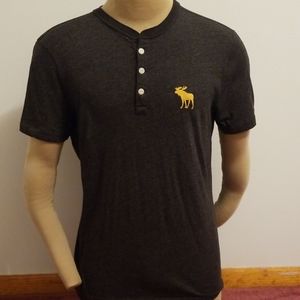 Abercrombie & Fitch Charcoal Gray Logo Tee Size L